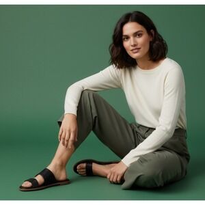 Cole Haan Grand OS Black Leather Double Strap Slide Sandals Women's Size 8